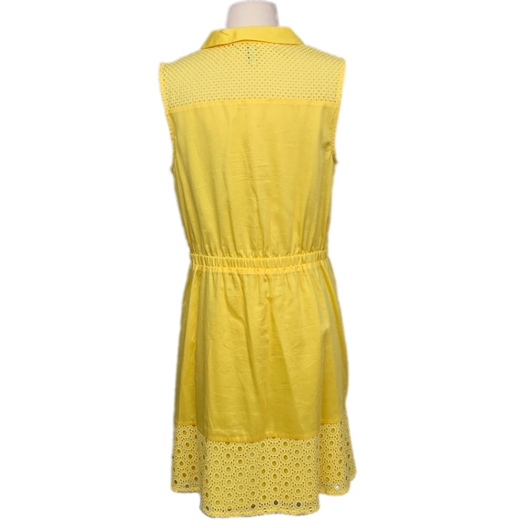 ELLE Shirtdress Eyelet Lace Sleeveless Lined Summer Goldfinch Yellow - Picture 5 of 9